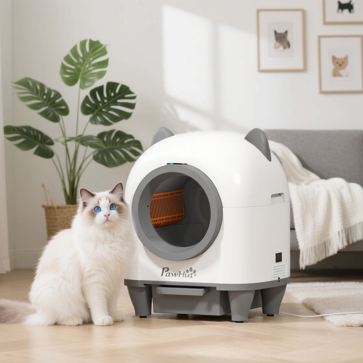 PawHut Selbstreinigende Katzentoilette mit App-Steuerung 80 L Geruchsbeseitigung für Mehrere Katzen – Produktabbildung 2