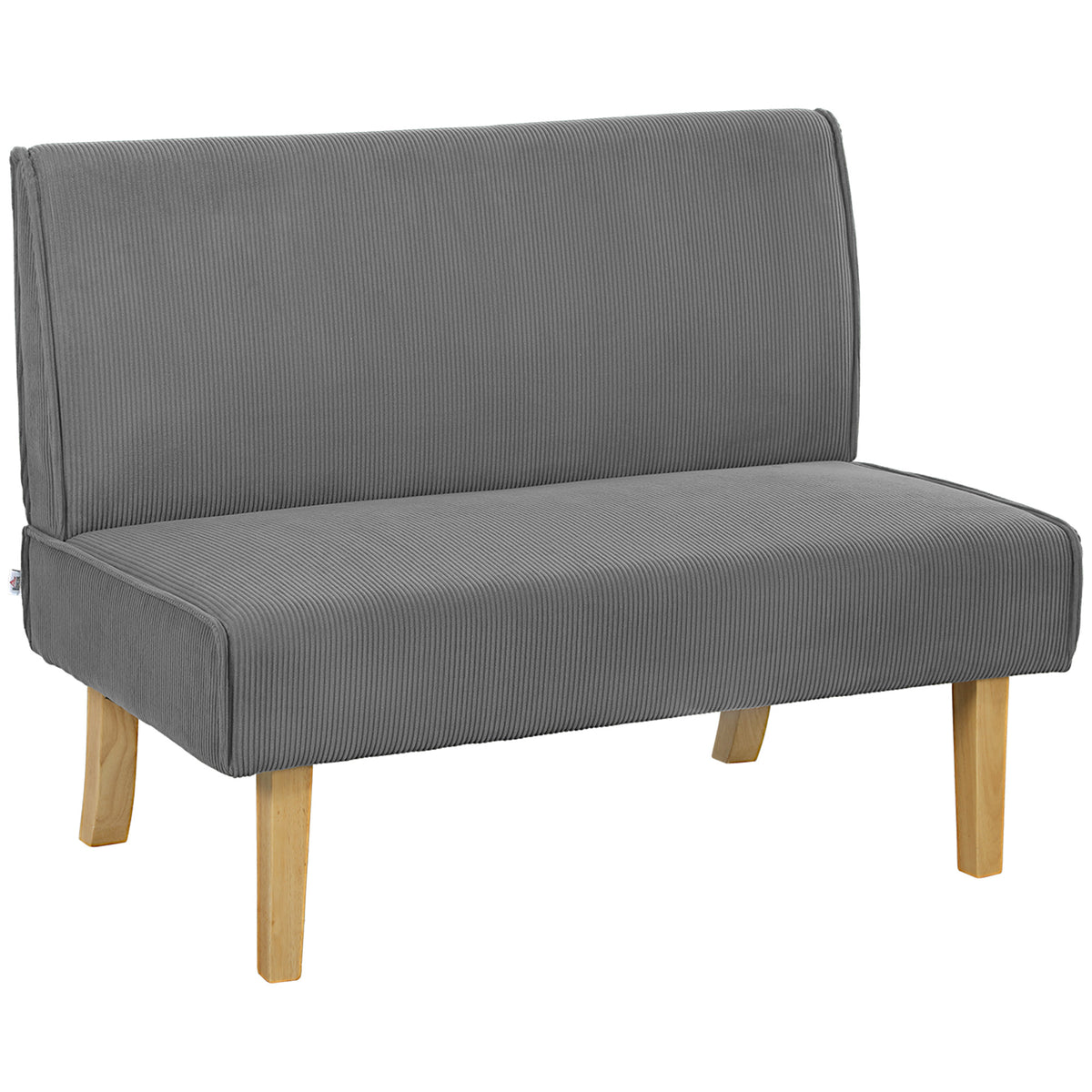 HOMCOM Zweisitzer-Sofa mit Cord-Bezug, dicker Polsterung und soliden Holzbeinen für Wohnzimmer, Schlafzimmer