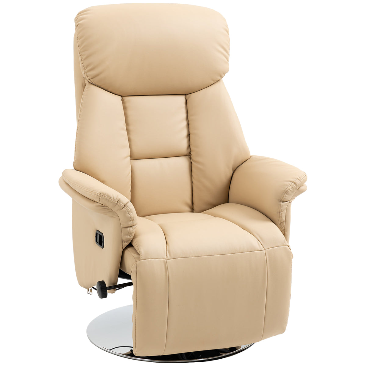 HOMCOM Relaxsessel, Liegefunktion, Lederoptik, Fußstütze, bis 150 kg, 78 x 80 x 109 cm, Beige