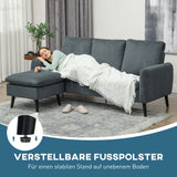 HOMCOM Ecksofa, 3-Sitzer-Sofa mit Fußhocker, Stoffbezug, L-förmiges Couch-Set, Dunkelgrau – Produktabbildung 9