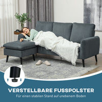 HOMCOM Ecksofa, 3-Sitzer-Sofa mit Fußhocker, Stoffbezug, L-förmiges Couch-Set, Dunkelgrau – Produktabbildung 9