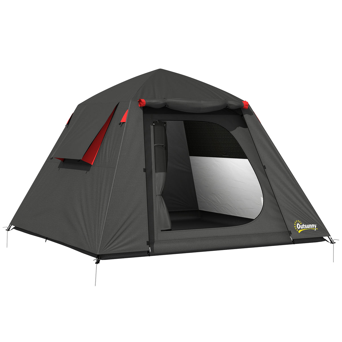 Outsunny Campingzelt 2 Personen 3000mm Wasserdicht & Winddicht Kuppelzelt mit 2 Türen 2 Netzfenstern 2