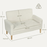 HOMCOM 2-Sitzer-Sofa, Doppelsitzsofa mit Kautschukholzbeinen, Polstersofa für Wohnzimmer, Schlafzimmer – Produktabbildung 3