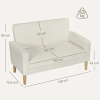 HOMCOM 2-Sitzer-Sofa, Doppelsitzsofa mit Kautschukholzbeinen, Polstersofa für Wohnzimmer, Schlafzimmer – Produktabbildung 3