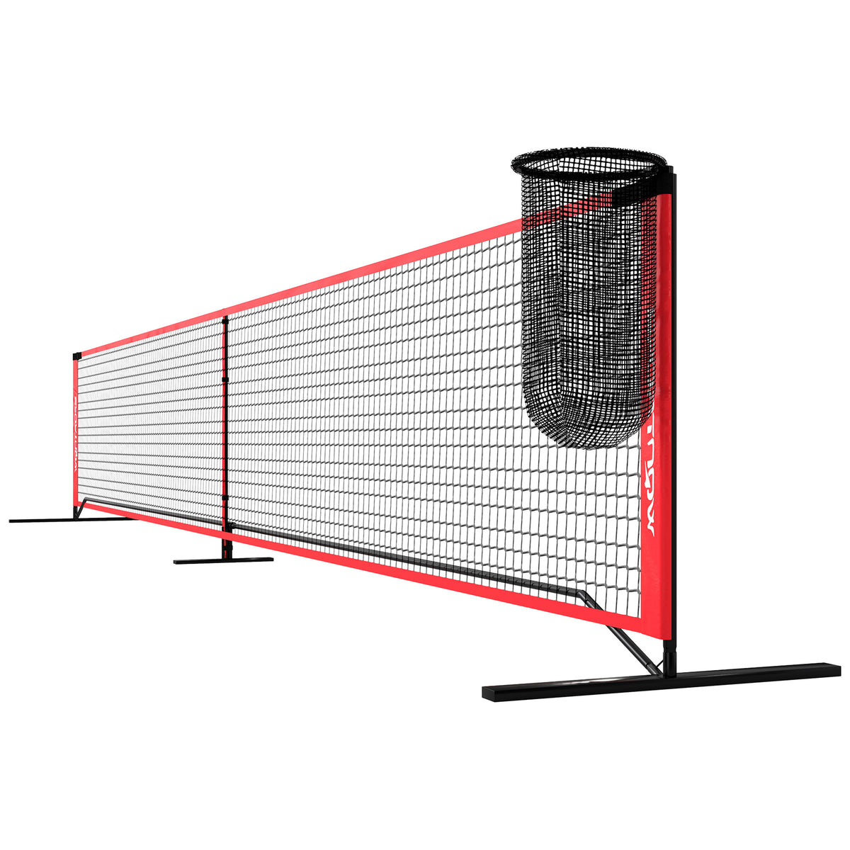 Pickleball-Set mit Netz, Ständer, Bällen, Stahl, Kunststoff, Rot