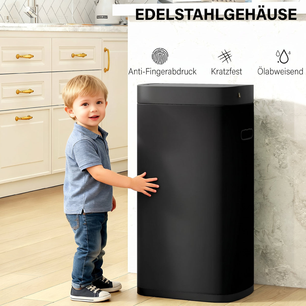 HOMCOM 50L Sensor-Mülleimer, berührungslos Küchenmülleimer mit Bewegungssensor, fingerabdruckresistent – Produktabbildung 6