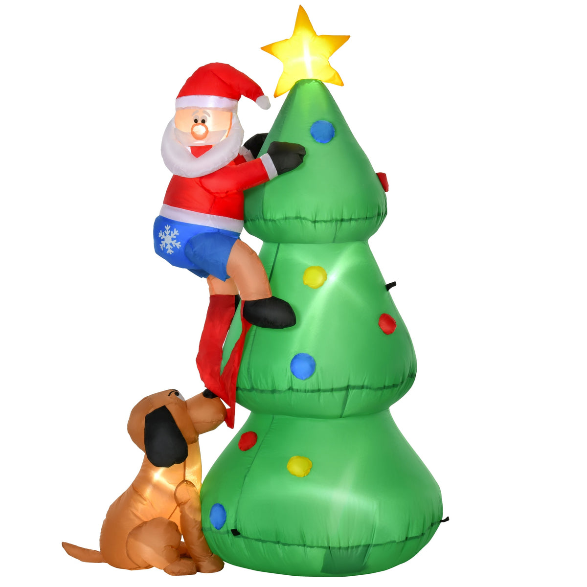 HOMCOM Aufblasbarer Weihnachtsbaum, Weihnachtsdekoration, 1,8 m, inkl. Gebläse, 123 cm x 85 cm x 180 cm, Grün