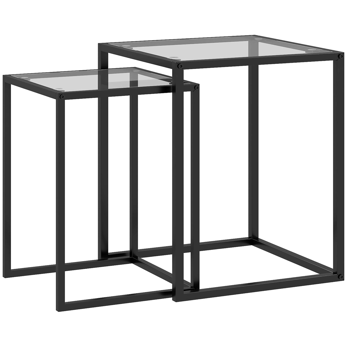 HOMCOM 2er Set Beistelltisch stapelbarer Nachttisch Couchtisch mit Beinen aus Stahl, modern für Wohnzimmer