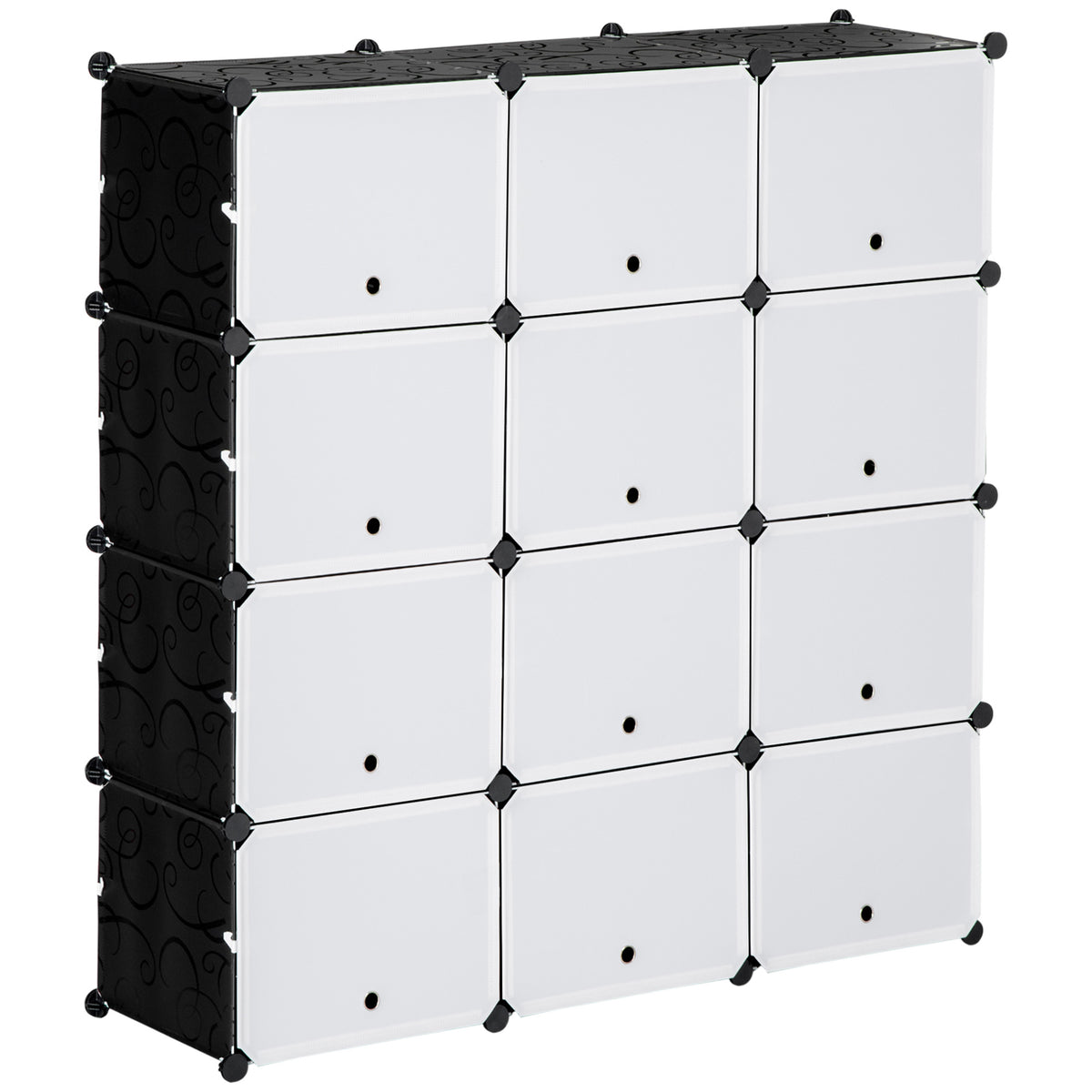 HOMCOM Modulares Regalsystem, Steckregal, zusammensetzbar aus 12 Würfeln 125 x 32 x 125 cm, Kunststoff+Stahl