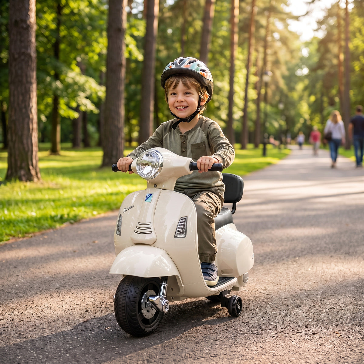 Elektro Motorrad Kinder Mini Vespa GTS 6V Elektromotorrad mit Lithium-Akku Ergonomischer Sitz – Produktabbildung 2