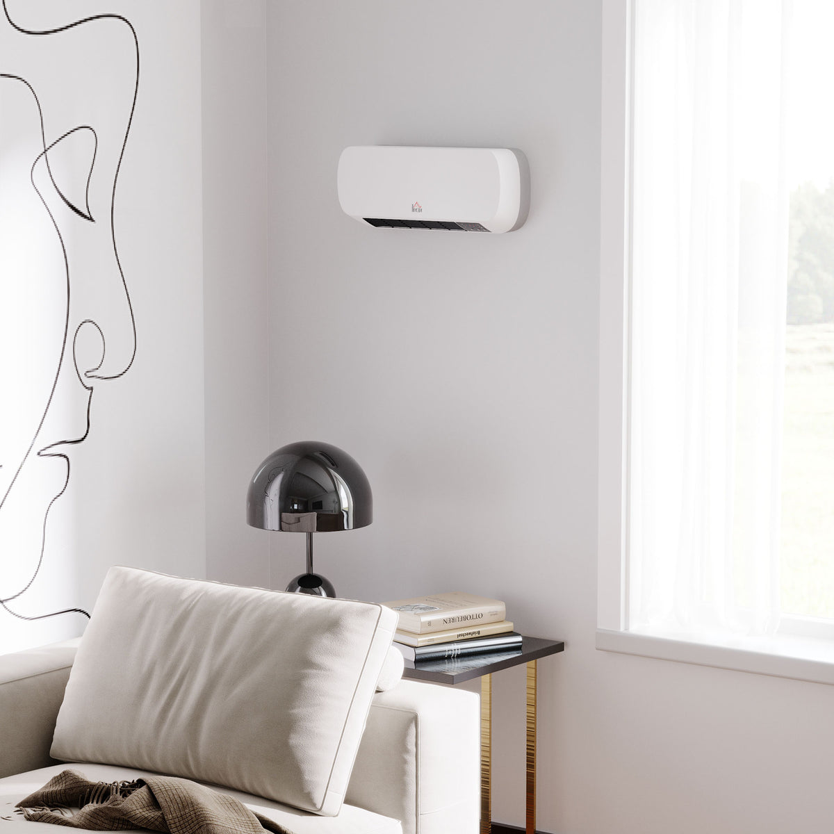 HOMCOM Heizlüfter zur Wandmontage 2000W mit Fernbedienung 2 Heizmodus LED-Display 12h Timer für – Produktabbildung 10