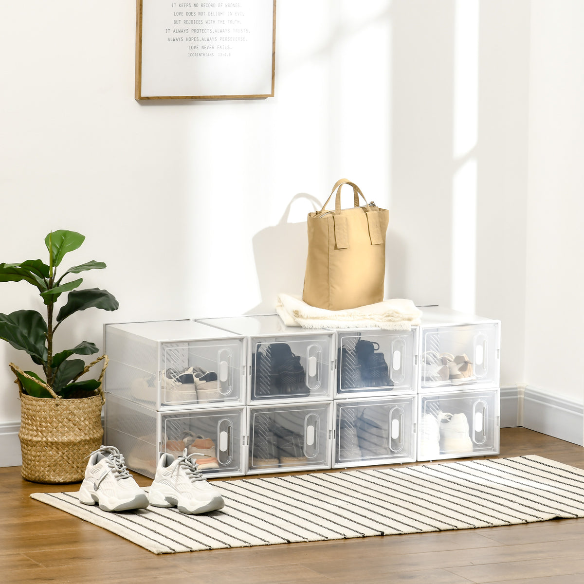 HOMCOM Modulares Regalsystem mit 8 Fächern, Steckregal, 25 cm x 35 cm x 19 cm, Transparent – Produktabbildung 2