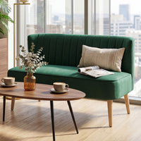 HOMCOM Sofa Retrodesign 2-Sitzer-Sofa, Holzbeine, 117 cm x 56,5 cm x 77 cm, Dunkelgrün – Produktabbildung 8