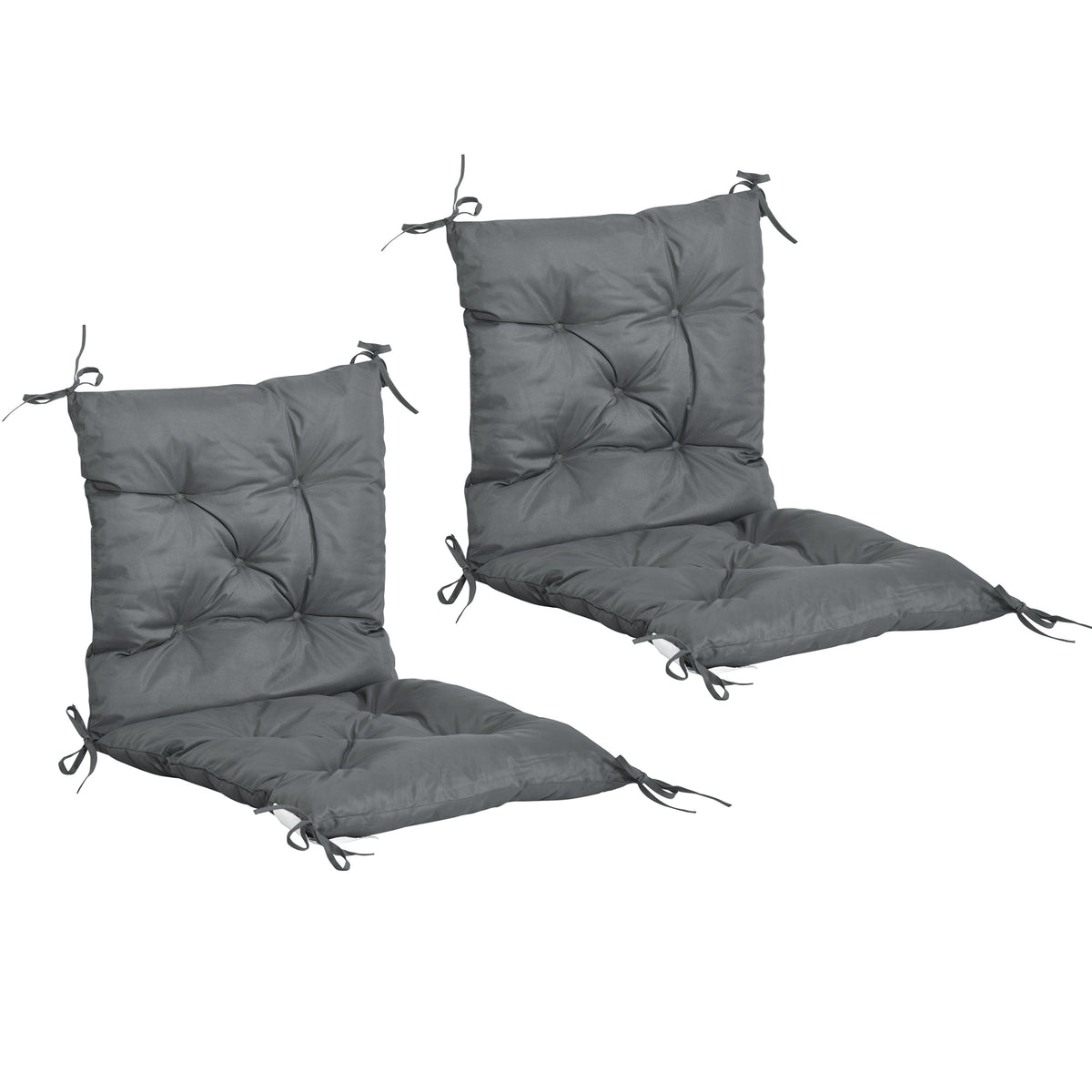 Outsunny 2er-Set Sitzkissen, 98cm x 50cm x 8cm Stuhlkissen mit Bänder, Polsterauflage, waschbar/Ergonomische