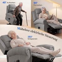 HOMCOM Massagesessel mit Aufstehhilfe, Relaxsessel, Vibrationsköpfe, mit Neigefunktion, Leinenoptik – Produktabbildung 4