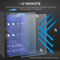 HOMCOM Weinkühlschrank 24 Flaschen, 68 Liter Kapazität, 4–16 °C Standgerät für Getränke, Bier und Wein – Produktabbildung 8