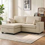 HOMCOM Ecksofa 216 cm 3-Sitzer L-Form Sofa mit Umkehrbarem Aufbwahrungshocker, Cord-Optik, Breiter – Produktabbildung 10
