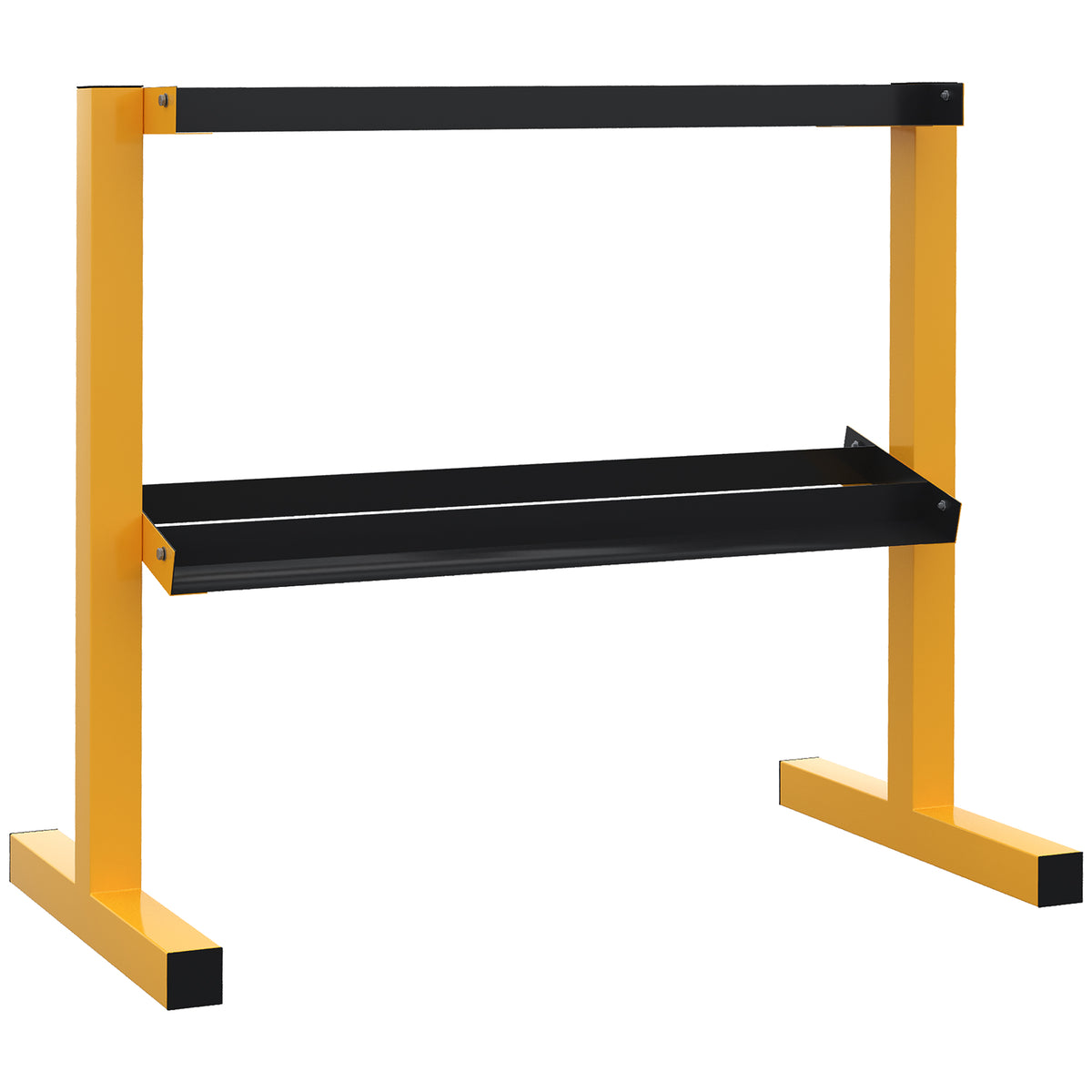 Hantelablage für Kurzhanteln, bis 270 kg, 2 Ablagen, Stahlrahmen, gelb, 92,5 x 50,5 x 80,5 cm