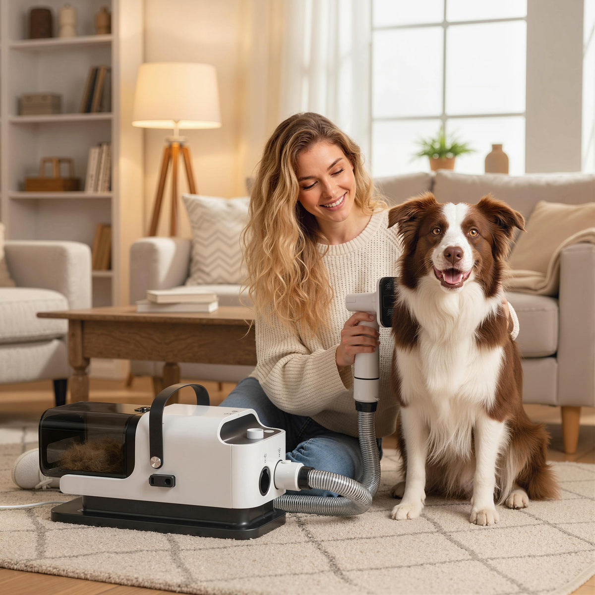 PawHut Hundeschermaschine mit Staubsauger leise Schermaschine mit 5 Pflegewerkzeugen für Hunde Katzen – Produktabbildung 2