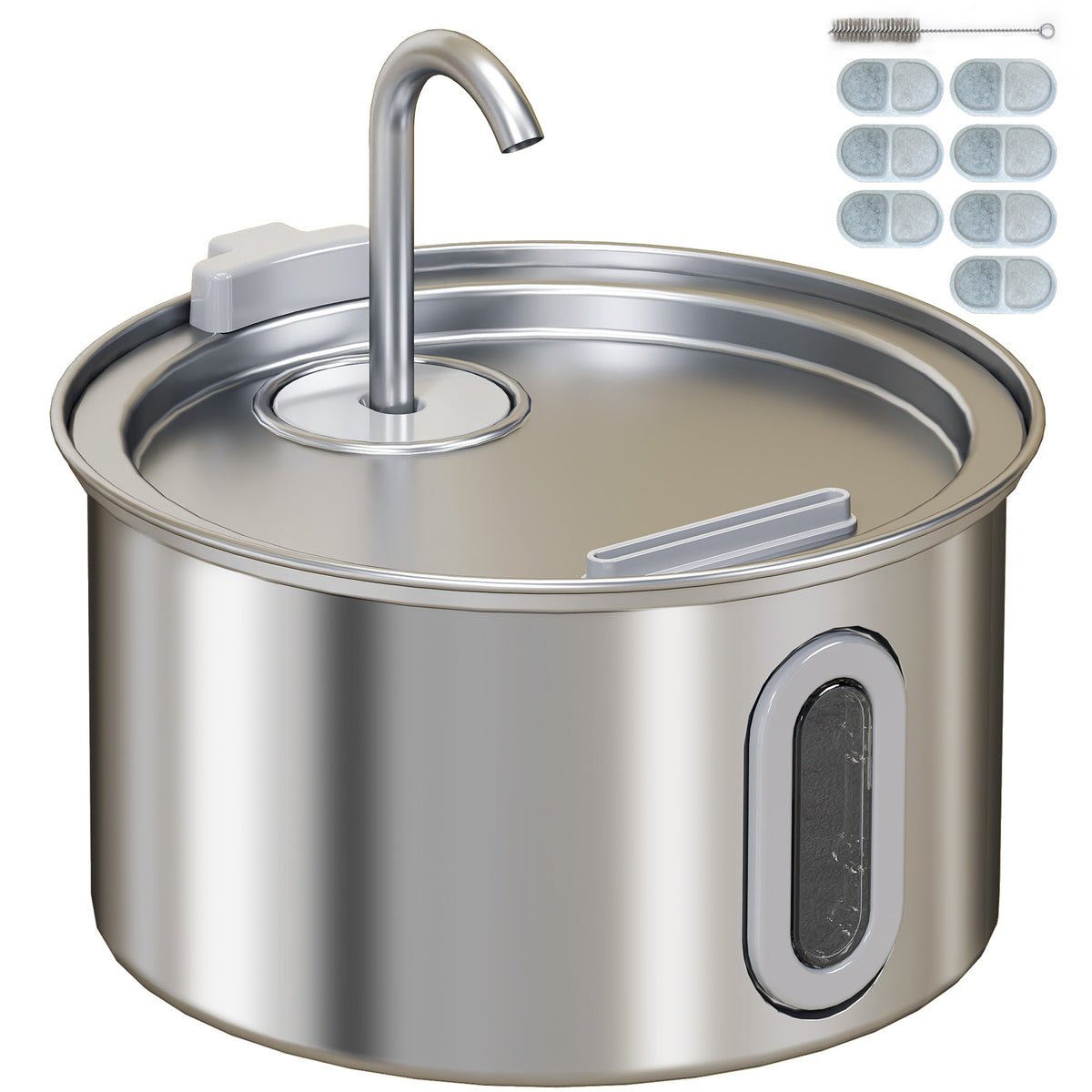 PawHut Katzenbrunnen 2,5L Trinkbrunnen für Katzen mit leiser Pumpe LED Aktivkohlefilter 19,4 x 19,4 x 18,7 cm