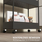 HOMCOM Küchenwagen mit 4 Regalen, 4 flexiblen Haken, 4 Rollen, 40 cm x 19 cm x 90 cm, Nischenwagen – Produktabbildung 5