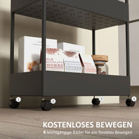 HOMCOM Küchenwagen mit 4 Regalen, 4 flexiblen Haken, 4 Rollen, 40 cm x 19 cm x 90 cm, Nischenwagen – Produktabbildung 5
