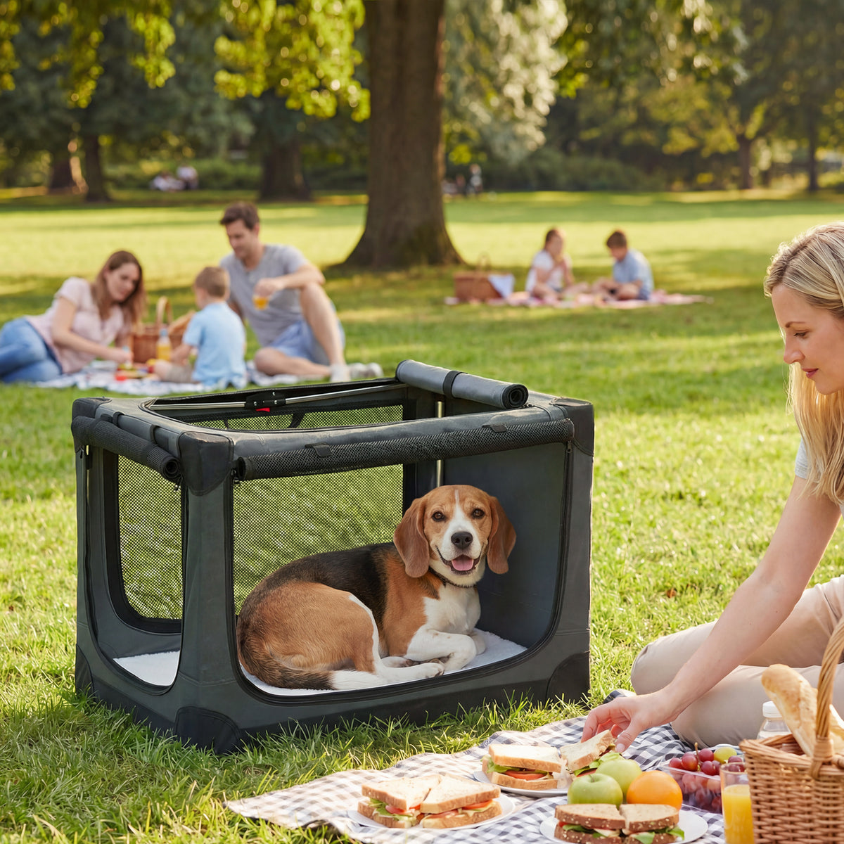 PawHut Hundebox faltbar Hundetransportbox mit Kissen abnehmbar waschbar Bezug aus Oxford-Gewebe für – Produktabbildung 2