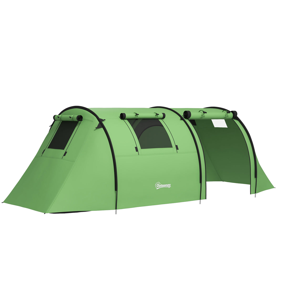 Outsunny Campingzelt für 3-4 Personen stabil wasserdicht Familienzelt mit Schlafzimmer Wohnzimmer 3000mm