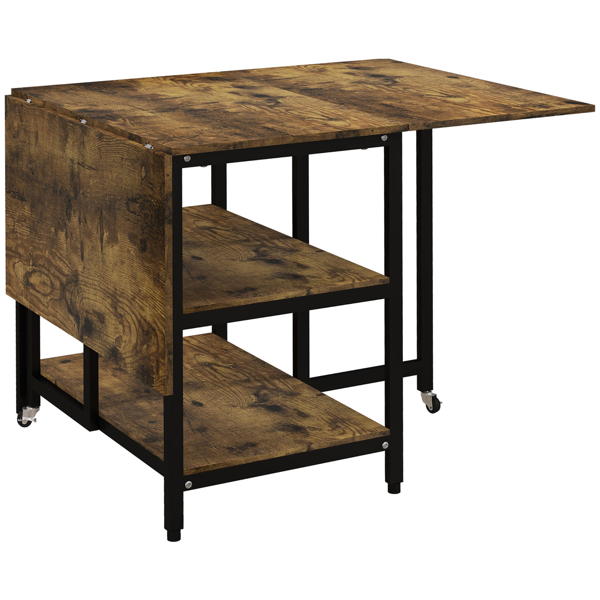 HOMCOM Esstisch Klapptisch klappbarer Esstisch, Industriedesign, 140 cm x 80 cm x 75 cm, Braun + Schwarz