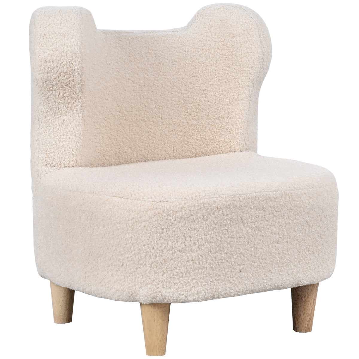 Kindersessel, Plüschsessel mit Bärenohren, Fleece-Bezug, Schaumstoff, Beige