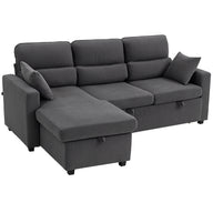 HOMCOM Verstellbares Bettsofa, L-förmiges Gästesofa mit Bettfunktion, Stauraum, Kissen, für Wohnzimmer