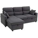HOMCOM Verstellbares Bettsofa, L-förmiges Gästesofa mit Bettfunktion, Stauraum, Kissen, für Wohnzimmer – Produktabbildung 11