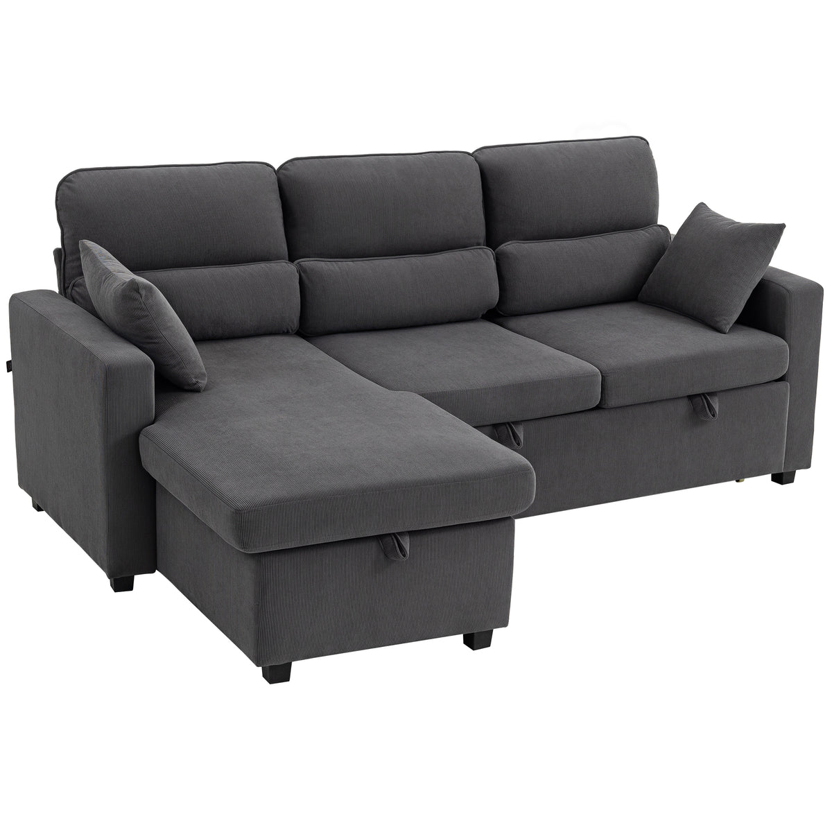 HOMCOM Verstellbares Bettsofa, L-förmiges Gästesofa mit Bettfunktion, Stauraum, Kissen, für Wohnzimmer – Produktabbildung 11