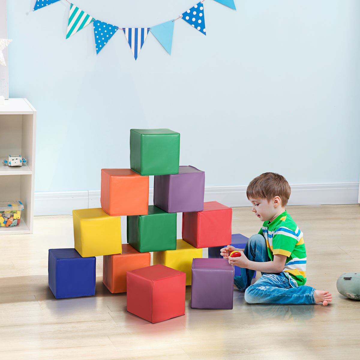 12 TLG. Schaumstoff Bausteine Kinder Softbausteine Riesenbausteine Bauspielzeug für 1-3 Jahre alt Kinder – Produktabbildung 2