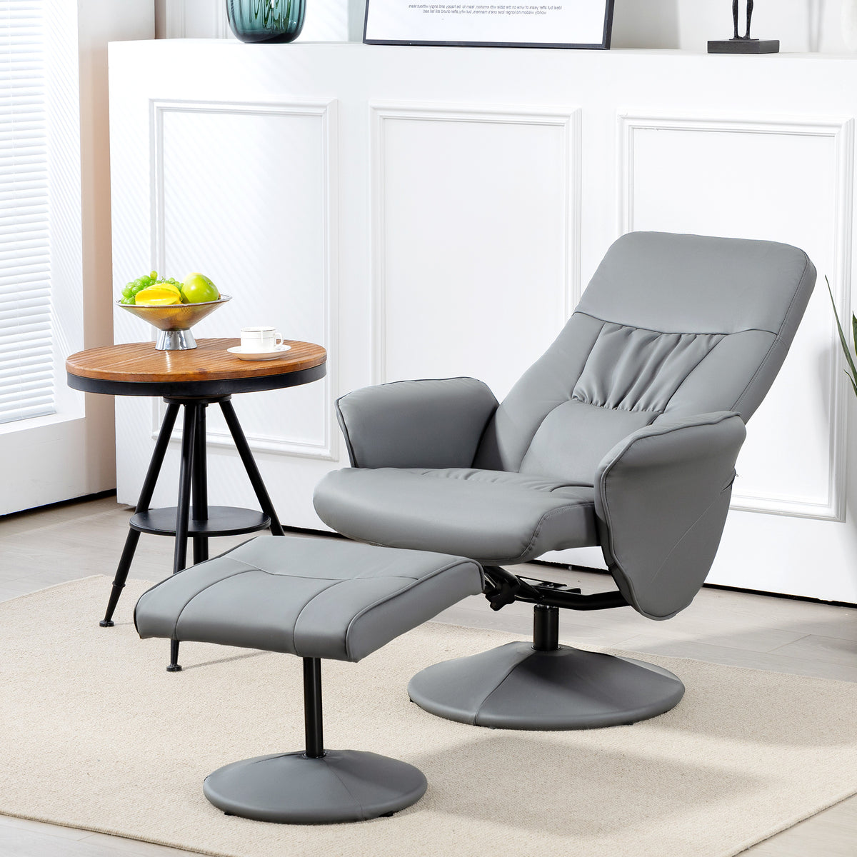 HOMCOM 2-teiliges Sessel-Set Sessel mit Fußhocker Relaxsessel mit Fußhocker, höhenverstellbar, neigbare – Produktabbildung 2