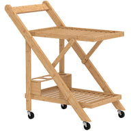 HOMCOM Küchenwagen auf Rädern, Servierwagen mit 3 Weinregalen, 2 Tabletts, für Küche, Esszimmer, Bambusholz