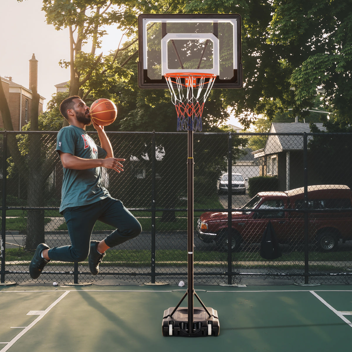 Basketballständer mit Rollen 83x55cm Rückwand, Mobiler Basketballkorb mit Ständer, verstellbare Korbhöhe – Produktabbildung 2