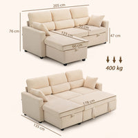 HOMCOM Verstellbares Bettsofa, L-förmiges Gästesofa mit Bettfunktion, Stauraum, Kissen, für Wohnzimmer – Produktabbildung 13