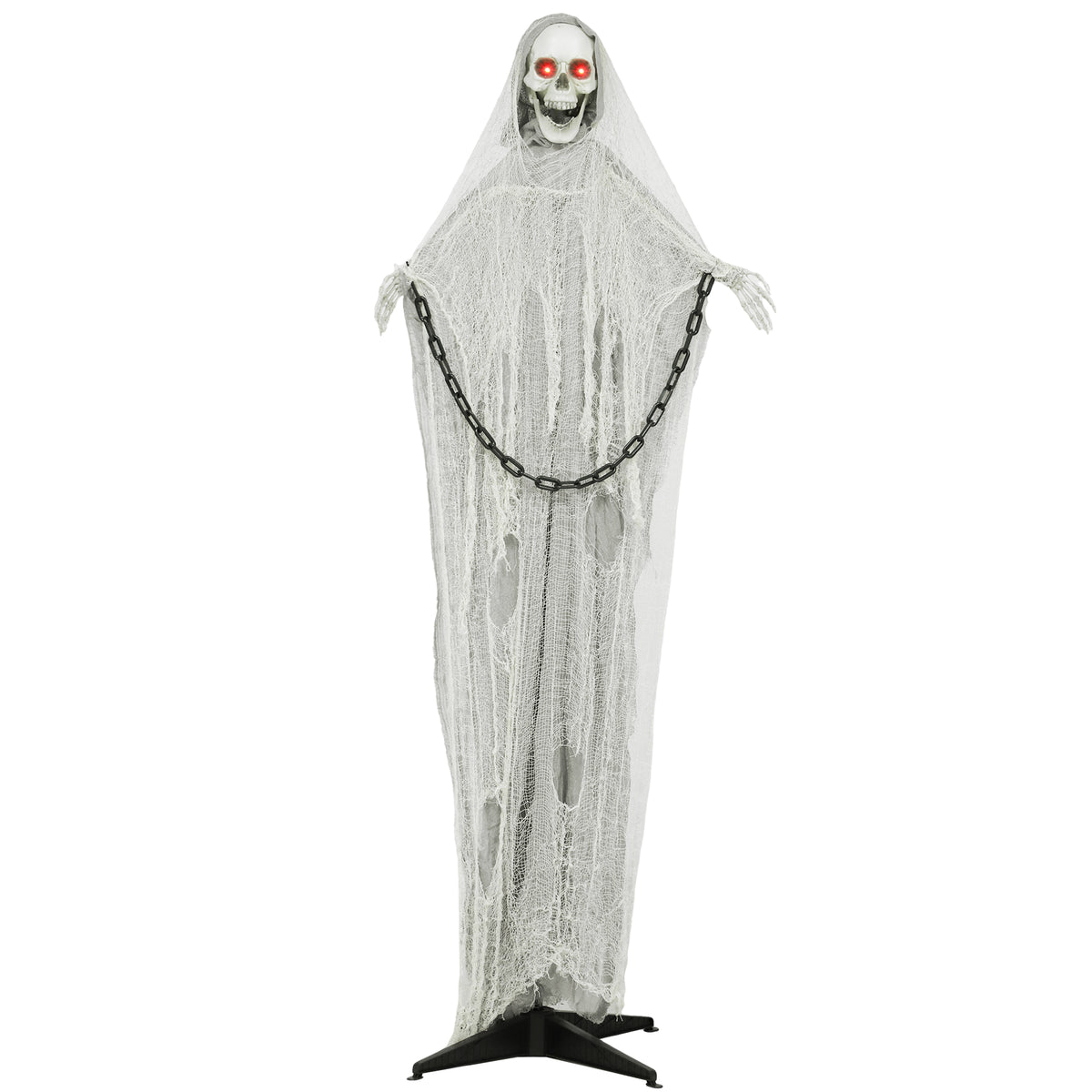 Outsunny Halloween Deko Sensenmann Outdoor 183cm Animiert Sprechende Halloween Sensenmann mit Leuchtenden