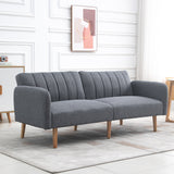 HOMCOM Schlafsofa, 2-Sitzer Stoffsofa, Sofa mit Schlaffunktion, leinenartiges Polyester, Kautschukholz – Produktabbildung 9