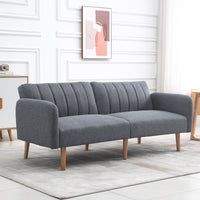 HOMCOM Schlafsofa, 2-Sitzer Stoffsofa, Sofa mit Schlaffunktion, leinenartiges Polyester, Kautschukholz – Produktabbildung 9