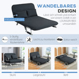 HOMCOM Schlafsofa, 5-fach verstellbar, Wildlederimitat, Stahlrahmen, inkl. Kissen, Schwarz – Produktabbildung 4