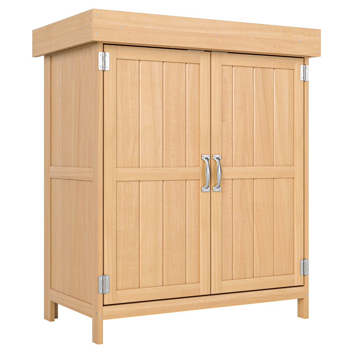 Outsunny Gartenschrank Tannenholz, Geräteschuppen wetterfest 74x43x88cm, Gerätehaus mit Doppeltür, 2 Fächern