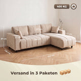HOMCOM L-förmiges Ecksofa mit flexibler Chaiselongue, 4-Sitzer-Couch mit 2 Kissen, Metallrahmen, für – Produktabbildung 3