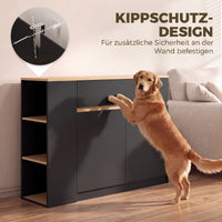 HOMCOM Sideboard, Buffet, großes Schrankfach, 3-stufiges Regal, Schublade, schwarz, 110 x 29,5 x 82cm – Produktabbildung 6