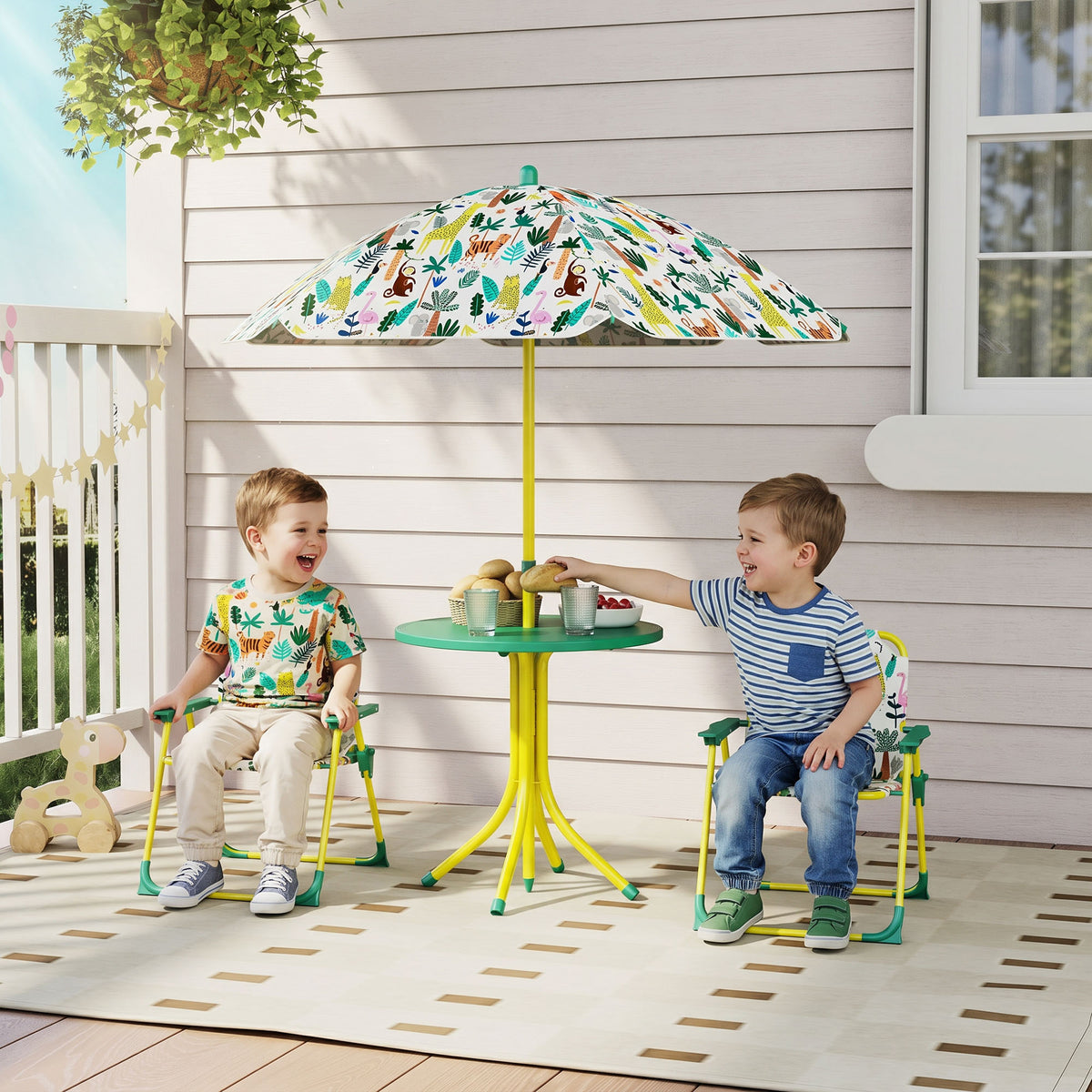Kindersitzgruppe, 4 teilige Kindersitzgarnitur mit abnehmbarem Sonnenschirm, Kindertisch mit 2 – Produktabbildung 2