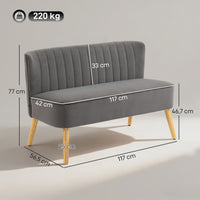 HOMCOM Sofa Retrodesign 2-Sitzer-Sofa, Holzbeine, 117 cm x 56,5 cm x 77 cm, Dunkelgrau – Produktabbildung 3