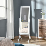 HOMCOM Standspiegel Ganzkörperspiegel Schminkspiegel Erhöhte Füße Pflegeleicht MDF Weiß 47 x 46 x 148 – Produktabbildung 10