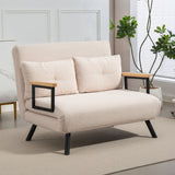 HOMCOM Schlafsofa 2er-Sofa Samtsofa, Schlaffunktion, inkl. 2 Kissen, Samtoptik, Natur + Beige + Schwarz – Produktabbildung 10