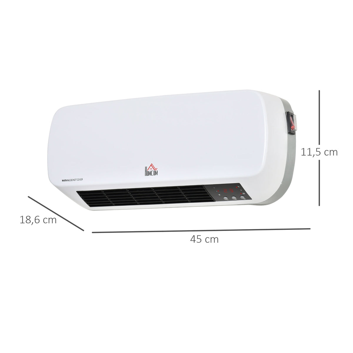 HOMCOM Heizlüfter zur Wandmontage 2000W mit Fernbedienung 2 Heizmodus LED-Display 12h Timer für – Produktabbildung 3